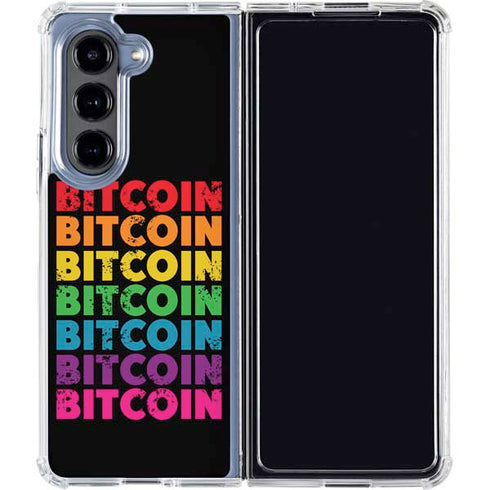 Rainbow Bitcoin Galaxy Z Fold5 5G Clear Case